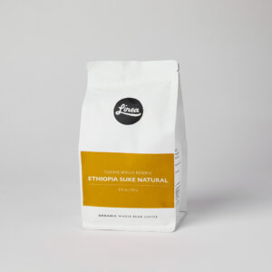 Ethiopia Suke Natural 250 gram package of Linea Caffe's Organic Whole Bean Coffee