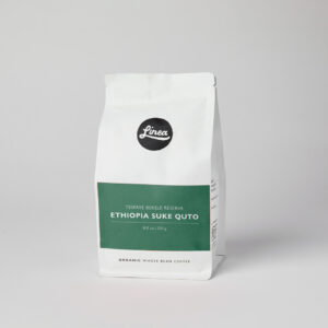 Ethiopia Suke Quto. 250 gram package of Linea Caffe's Organic Whole Bean Coffee