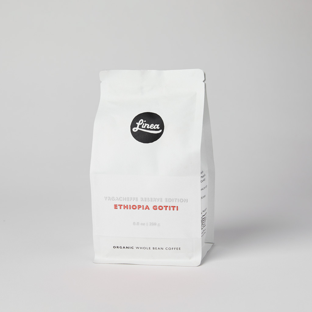 Ethiopia Gotiti package of Linea Caffe's Organic Whole Bean Coffee